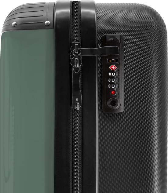NoBoringSuitcases.com® - Handbagage koffer lichtgewicht - Reiskoffer trolley - Groen met zwarte streep - Valies op wielen - Rolkoffer met wieltjes - Past binnen 55x40x20 en 55x35x25 - Hardcase suitcase - Reizen