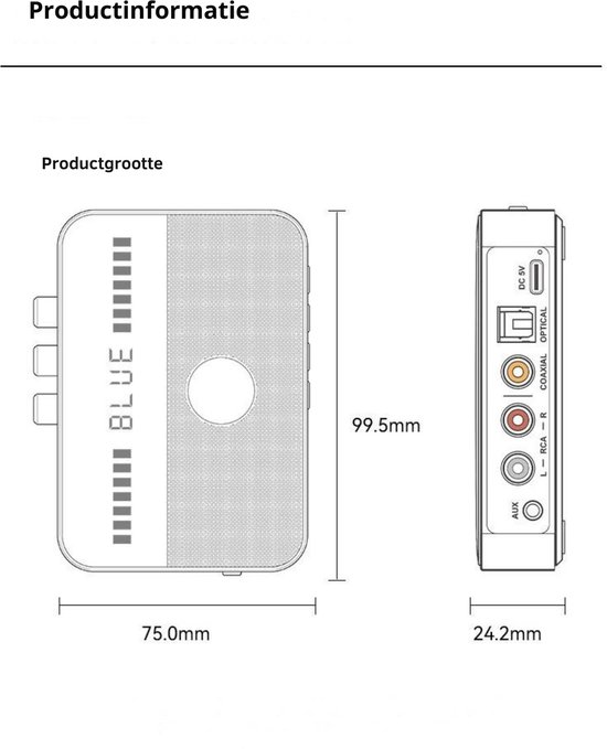 DrPhone SoundSyncX - Bluetooth 5.3 Audio-Ontvanger En Zender - Dynamische RGB-verlichting - Helder LED-display - Diverse Aansluitmogelijkheden - Dual Connection - Slimme NFC-koppeling - Zwart van Merkloos — afbeelding 3