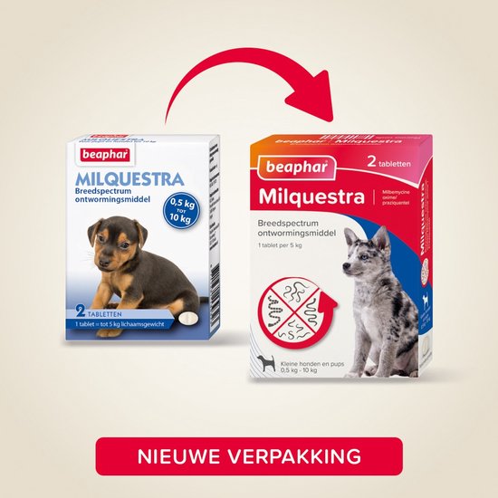 Beaphar Milquestra Kleine Hond/Puppy - Ontwormingsmiddel - 2 Tabletten