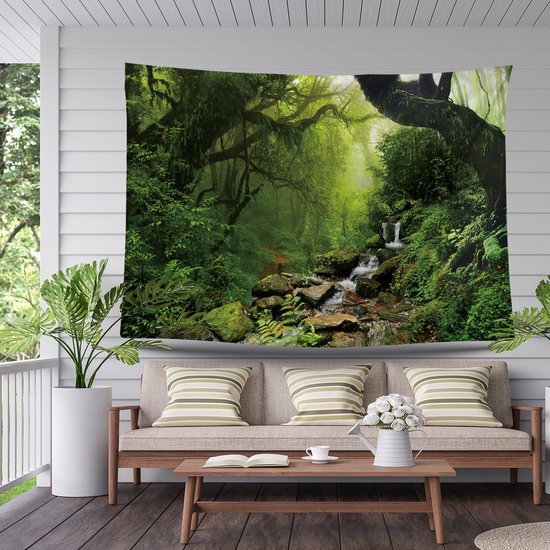 Ulticool - Affiche Rainforest Nature Eco Plantes Waterfall - 200x150 cm - Groot tapisserie - Affiche de jardin Tentures
