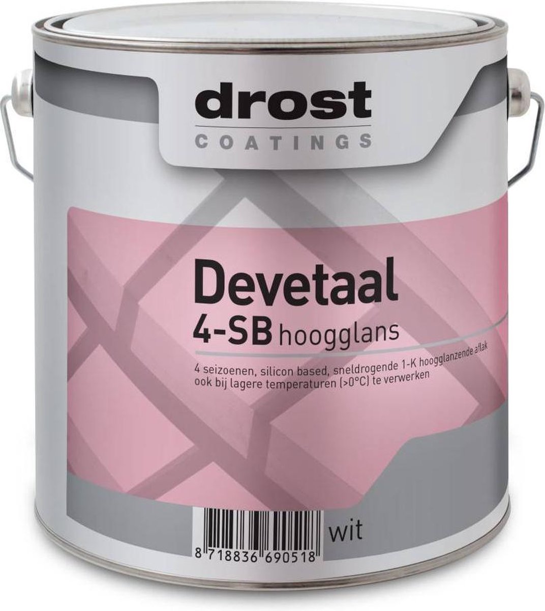 Drost Devetaal 4-SB Hoogglans 2,5 liter - Wit