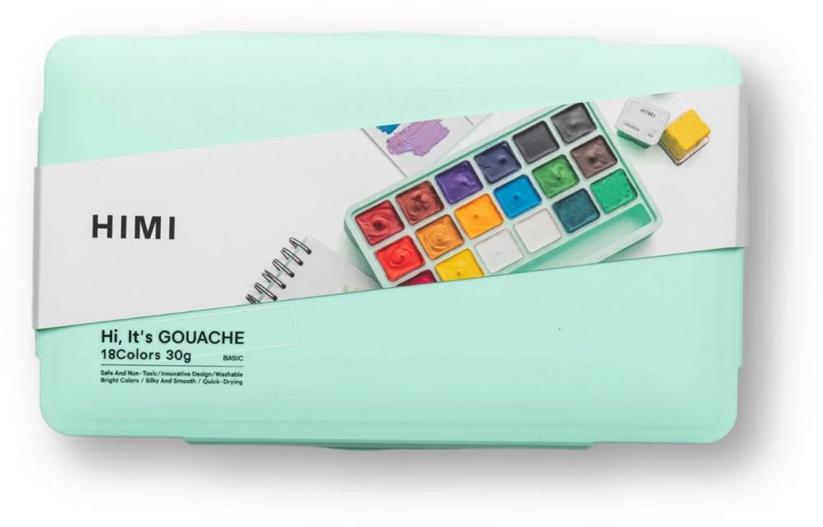 HIMI - Gouache - set van 18 kleuren - 30gr - 3 penselen - Groen — afbeelding 7