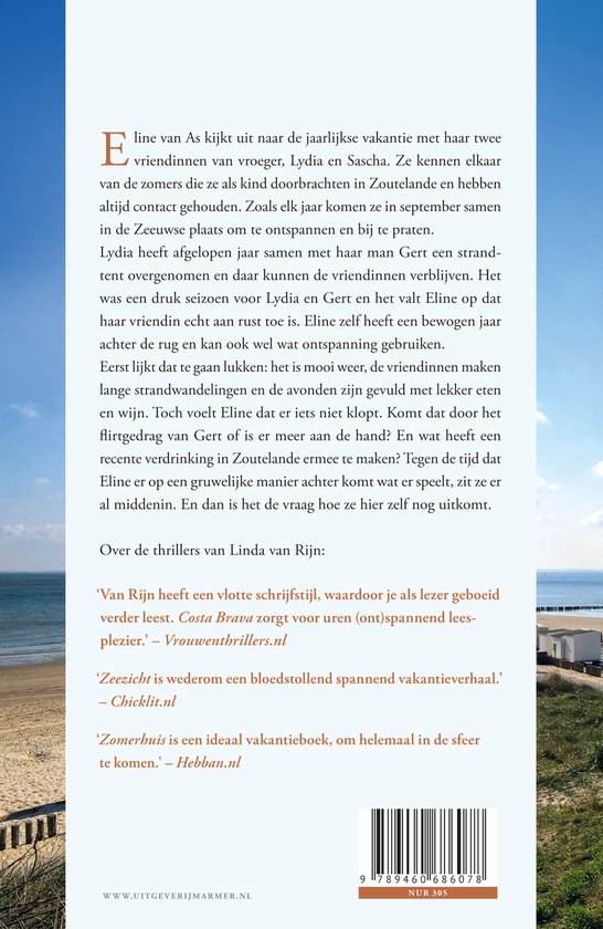 Een portret van Linda van Rijn in een grijze trui, staand op een groene achtergrond.