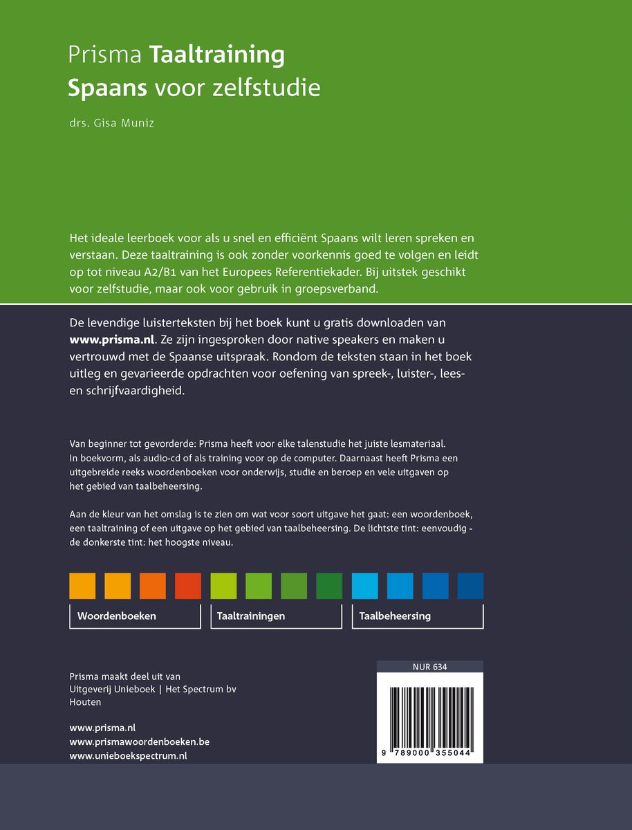 Prisma Taaltraining - Spaans voor zelfstudie - back cover