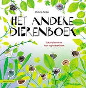 Boek 'Het andere dierenboek' met dierenogen en bladeren.