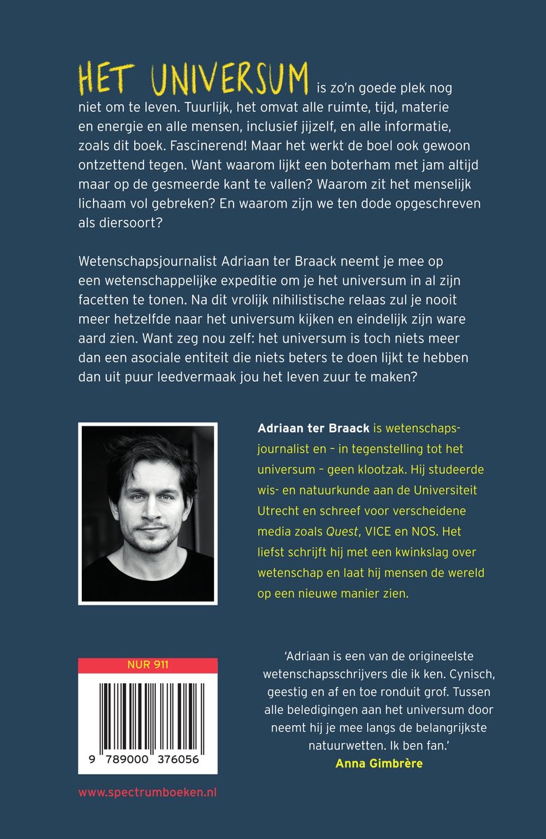 Het universum is een klootzak - back cover