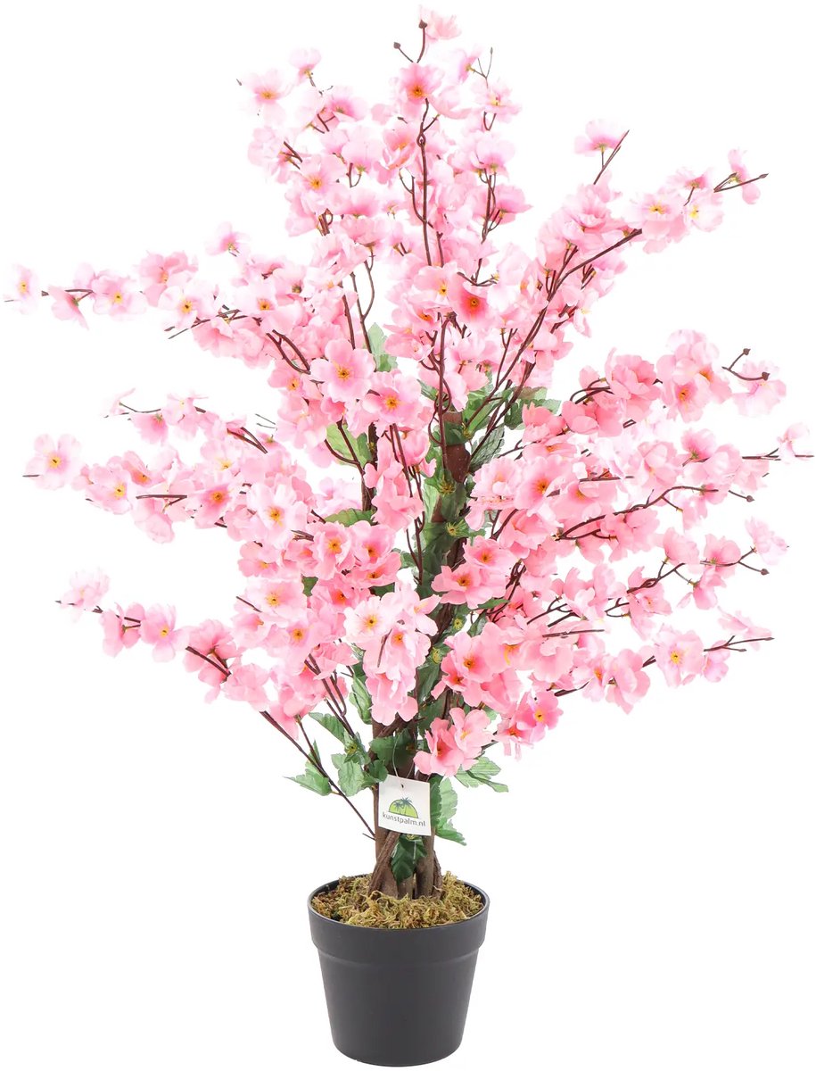 Kunstpalm Kunst Kersenbloesem Boom | Roze | 90cm - Zijde Bloesemboom - Prunus - Nep Bloesem Kunstplant Lichtroze