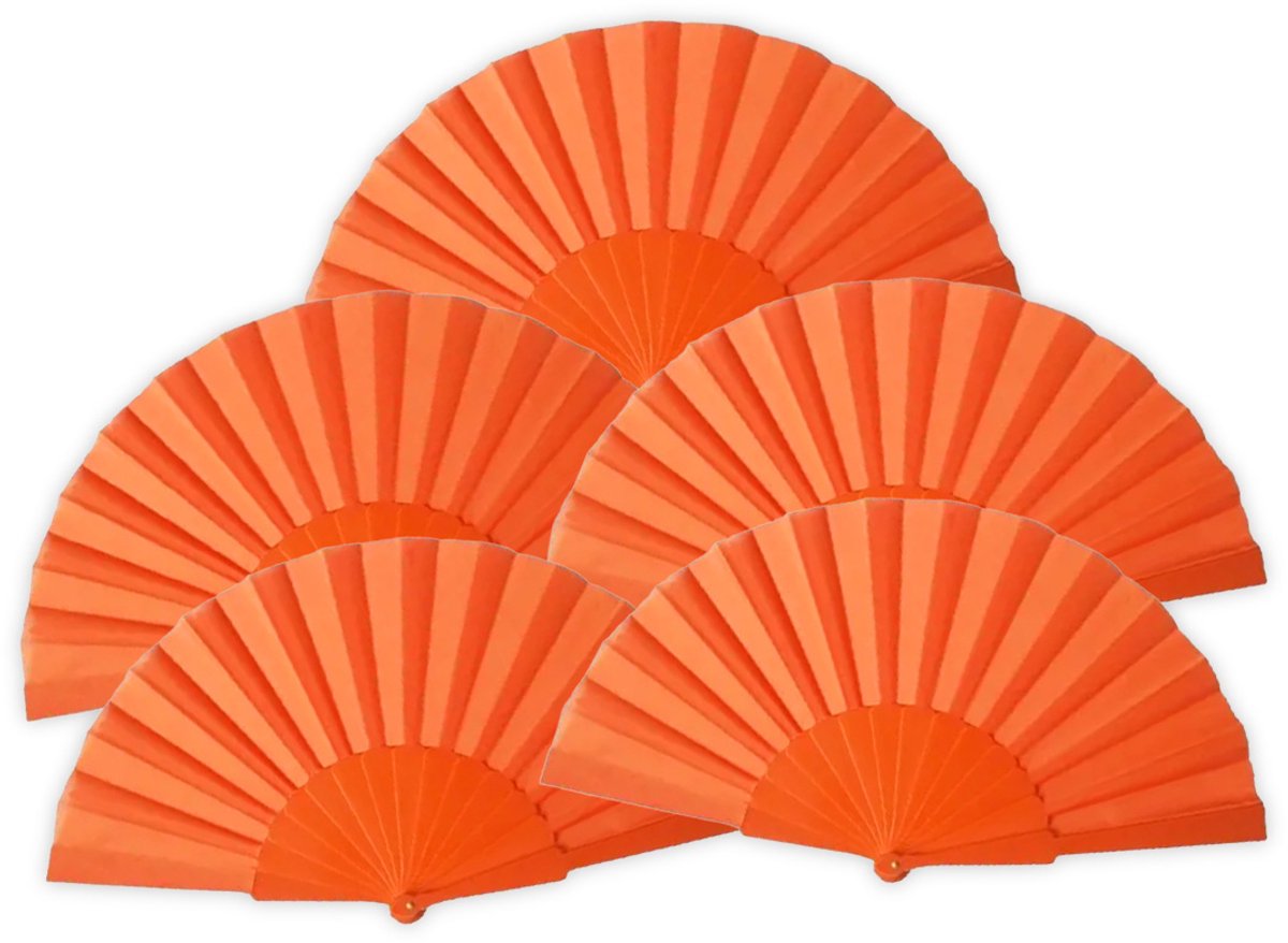 Oranje Hand Waaier Set 5 Stuks - Koningsdag Accessoires - Festival - Feestartikelen - Verkoeling