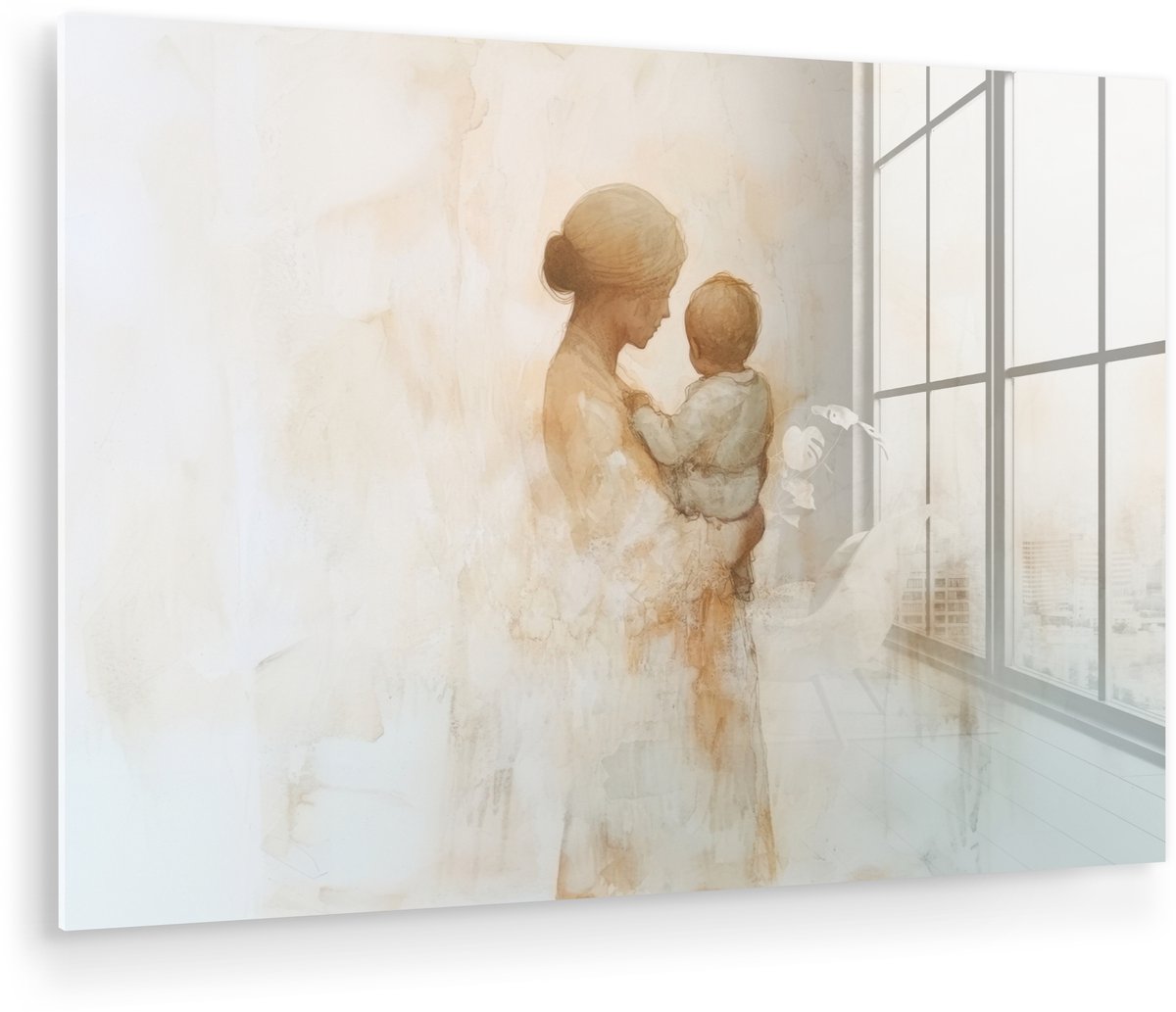 Kind - Moeder - Waterverfschilderij