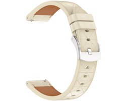 Leren bandje - geschikt voor Garmin Venu 2s / 3s / 4 (41mm) / Vivoactive 4s / Forerunner 255s / 265s - Huawei Watch GT 5 Pro - 42mm / GT 6 / GT 5 / GT 4 - 41mm - beige