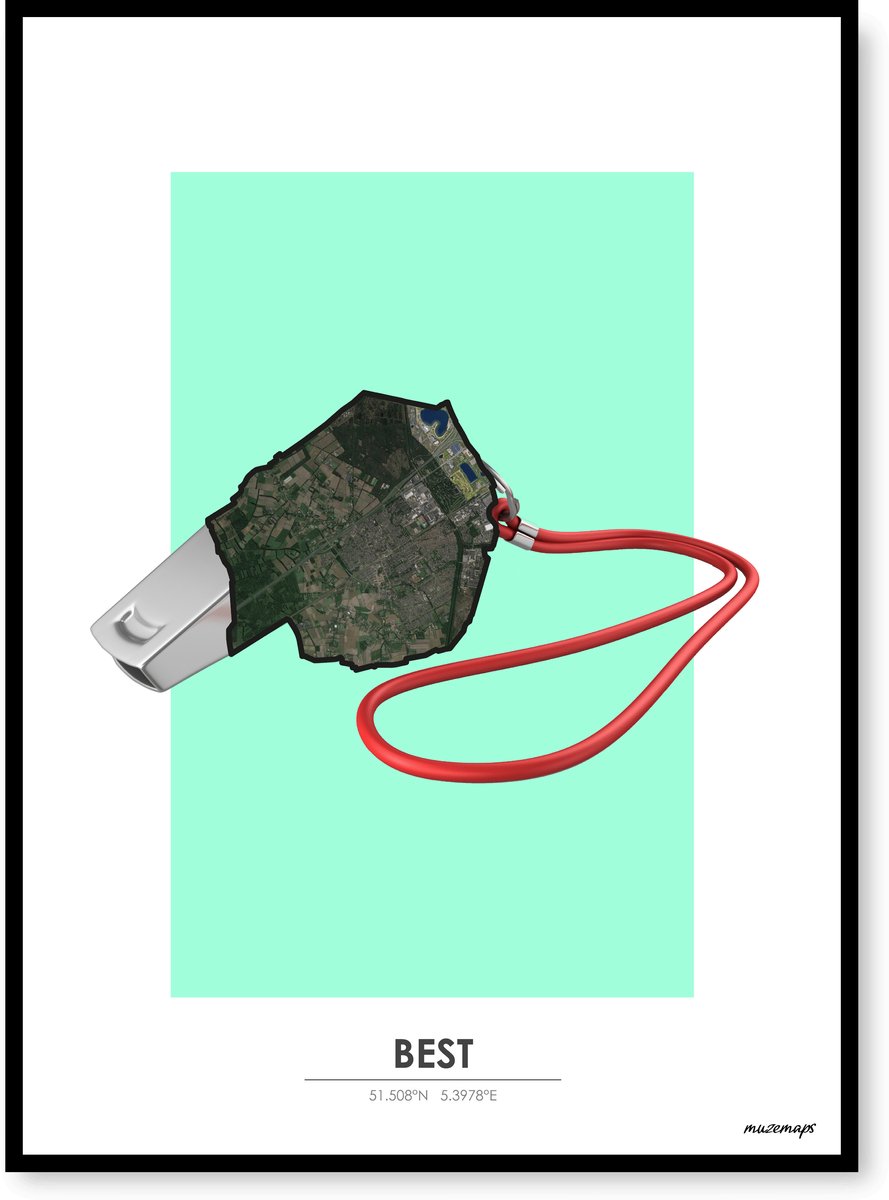 Poster Best - Handgemaakte stadskaart - Pop-Art Design - B2 (50 x 70 cm) - MuzeMaps