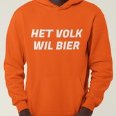 Oranje Koningsdag Hoodie Het Volk Wil Bier - MAAT M - Feestkleding & Carnavalskleding
