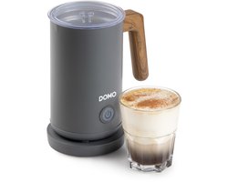 DOMO DO745MF “Wood You” Elektrische Melkopschuimer - Melkklopper - Warm en Koud Opschuimen - Mat Grijs - PFAS-vrij - Houtlook afwerking