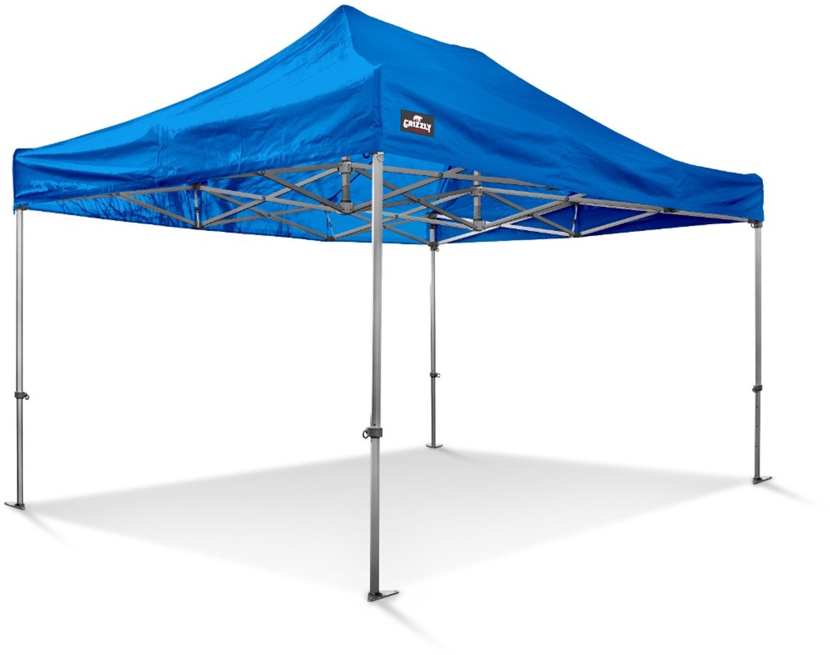 Easy Up Partytent - Vouwtent - 3x4.5m blauw Inclusief gratis transporttas op wielen en spanbandenset met haringen