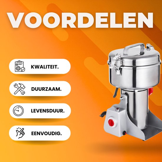 Elektrische Graanmolen - Kruidenmolen - Specerijenmolen - Spice grinder - Kruidenmaler - 1800W - RVS van Bolt Edge — afbeelding 2
