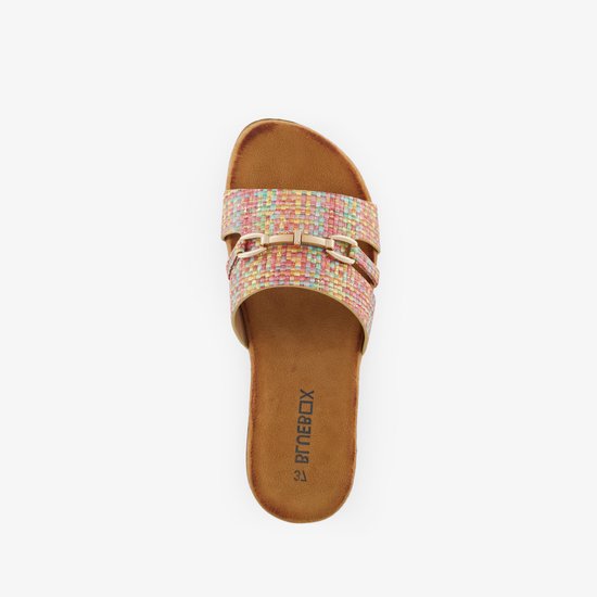 Chaussons femme couleur Blue Box avec boucle dorée - Pointure 37