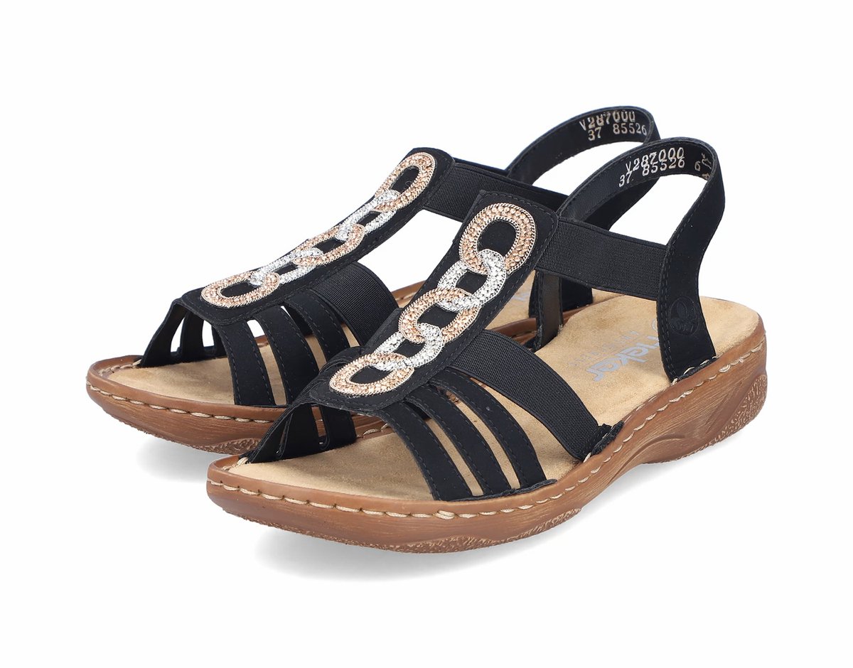 Rieker dames strappy sandalen zwart Sandalen V2870-00 zwart
