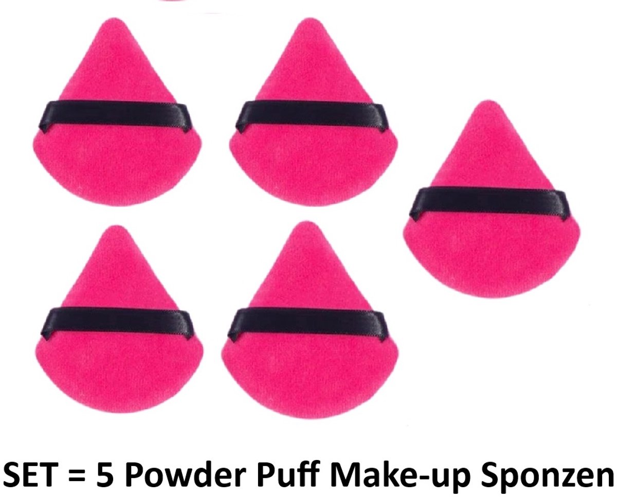 Powder Puff - Make-up Sponsje - Beauty Blender - Poederspons - Powder Puff Driehoek - Zacht - 5 stuks - Donker Roze - Underdog Tech