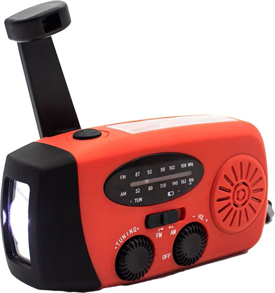 Denver Noodradio - Powerbank Zonneenergie - FM Radio - Noodpakket - Zaklamp - Opwindbaar - SOS Knop - Solar powerbank - SCR2005