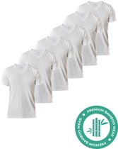 T-shirt en Bamboe SQQUADD® pour homme - Coupe classique - Col en V- Taille XXL - Lot de 6 - Doux et respirant - T-shirt anti-transpiration - Maillot de corps pour homme - Wit