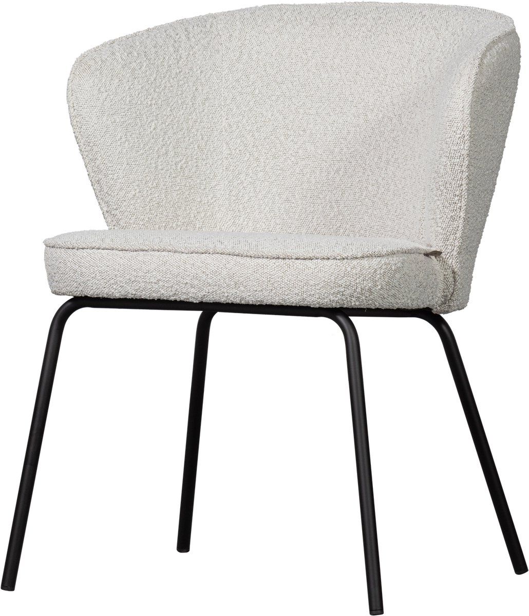 WOOOD Admit Eetkamerstoel - Bouclé - Naturel/Wit - 77x60x59 cm
