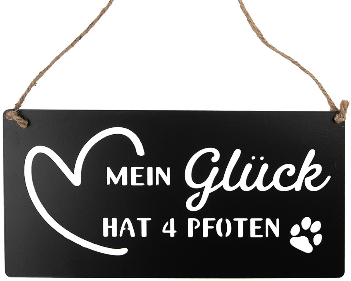 Clayre & Eef Tekstbord 30x15 cm Zwart Metaal