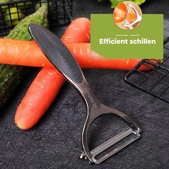 HI NATURE™ Set de 2 Éplucheurs de qualité robuste - Éplucheur de pommes de terre - Éplucheur de pommes de terre - Éplucheur de pommes de terre | Modèle I - Modèle Y pour éplucheur de fruits et légumes en acier inoxydable (Zwart)
