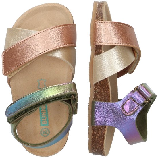 BunniesJR 225418-798 Meisjes Platte Sandalen - Multicolor - Imitatieleer - Klittenband