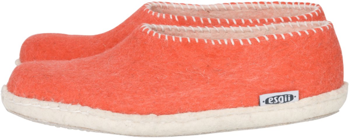 Vilten dames sloffen Stitch grapefruit Colour:Oranjerood/ Ecru Size:38