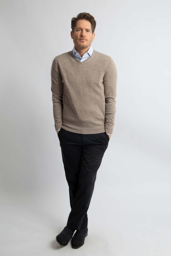 Pull Steppin' Out col V en laine mérinos marron clair - Taille S - Homme - Pulls