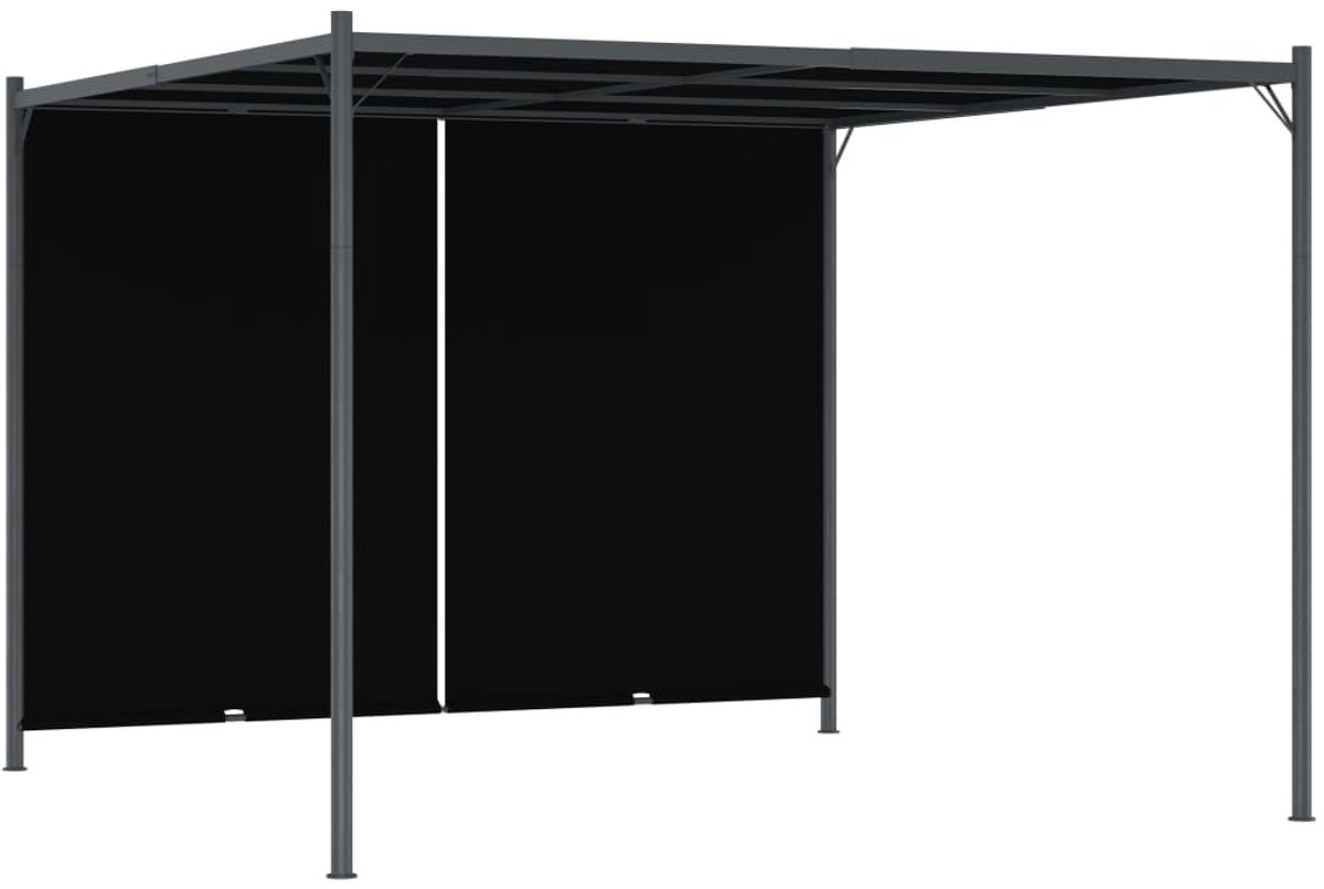 Pergola - 3 x 3 m - Prieel - Paviljoen - Terras - Weerbestendig - Metalen Frame - Met zonwering - Antraciet