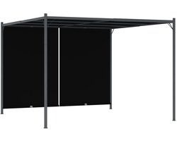 Pergola - 3 x 3 m - Prieel - Paviljoen - Terras - Weerbestendig - Metalen Frame - Met zonwering - Antraciet