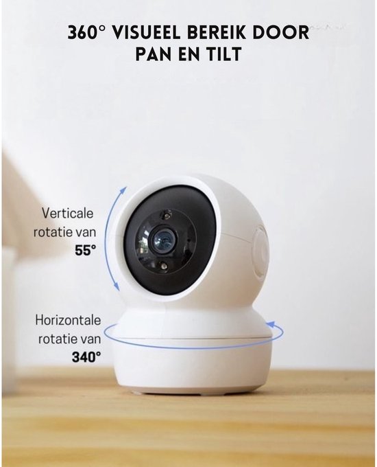 Intelectro Huisdiercamera - Houd je Huis, Huisdieren en Baby Veilig met Onze Camera - 1080P & 360° Dekking - 2-Way Audio - IR Nachtzicht - Bewegingsdetectie - MicroSD Slot - Wit - Levering Sneller dan Aangegeven! van Merkloos — afbeelding 4