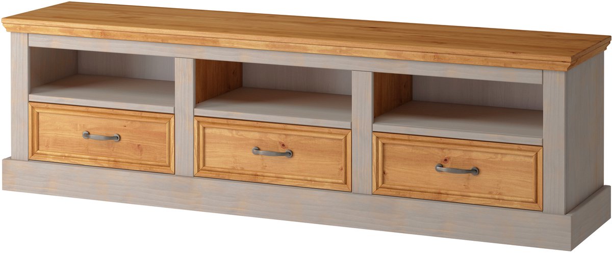 Notio Living Selma-Tv-meubel - 3-Laden - Grijs/Gebeitst Gris