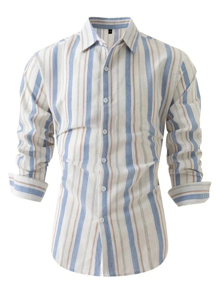 Livano Linnen Blouse Heren t shirt Polo Overhemd Shirt Zomer Ibiza Stijl Blauw