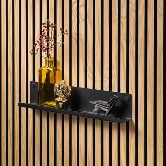 Akudeco – Wandplank voor akoestische wandpanelen – 52cm – Metaal - Zwart