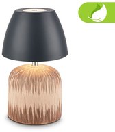 BRILONER Cera – Lampe de table rechargeable – sans fil – pour l’intérieur et l’extérieur – dimmable – batterie rechargeable – céramique – bois anthracite – Ø14 x 36 cm
