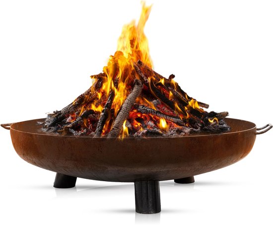 BonFeu BonBowl Plus CortenStaal Ø60 cm - Vuurschaal op Pootjes - Vuurschaal voor Buiten - Vuurschaal BBQ - (Roest)bruin - 60x60x23.5 cm