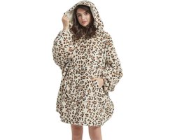 Grote Zachte Hoodie met Voorzak - Warm en Comfortabel Oversized Sweatshirt voor Iedereen - Cheetah-Print