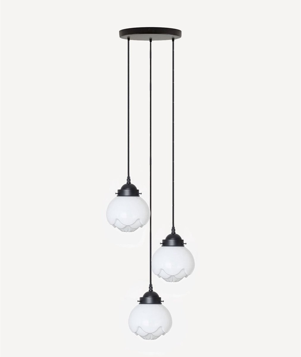 Coloured by Art 3 lichts hanglamp Paeonia - Art Deco Trade Zwart