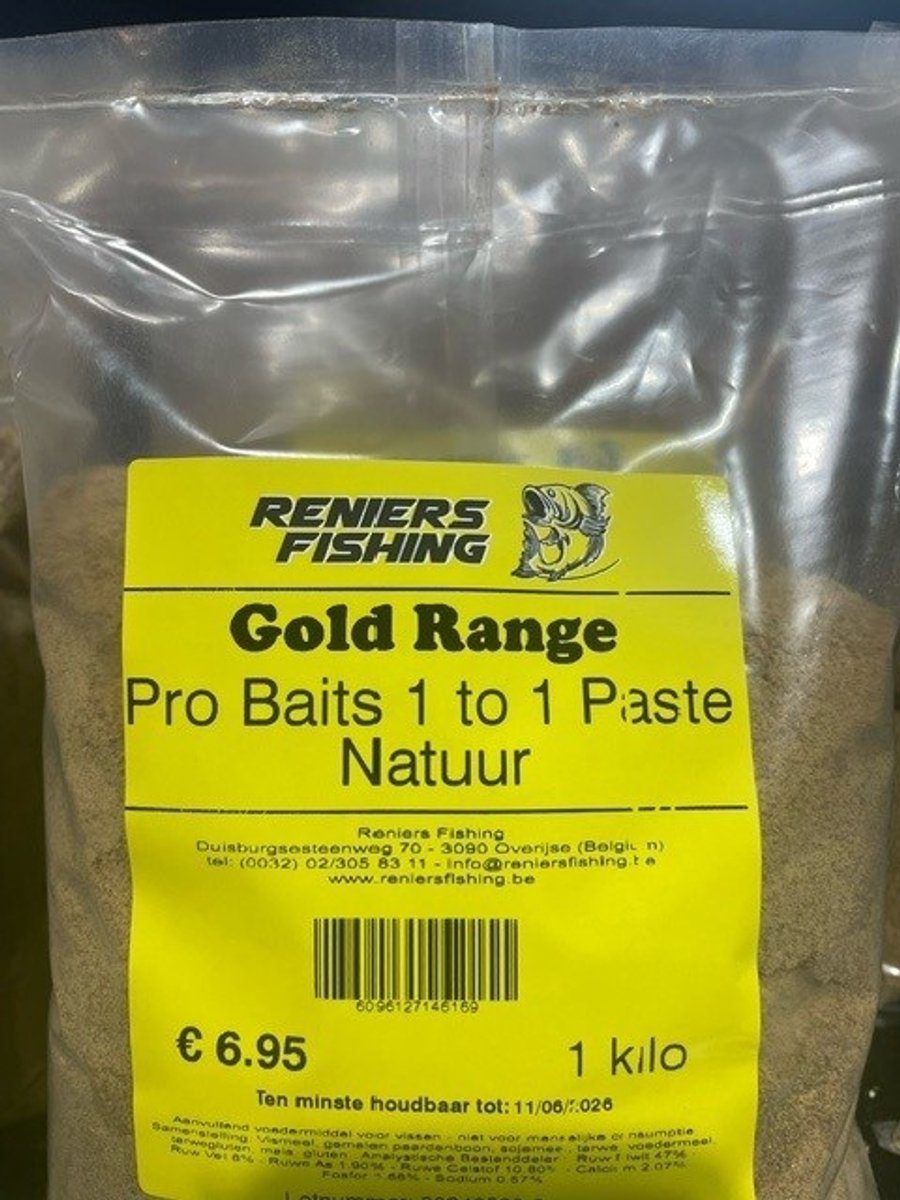 Reniers Fishing Gold Range ProBaits 1 To 1 Paste 1kg – Huisgemaakte Top Paste voor Karper & Method Feeder - Smaak : Choco Banaan