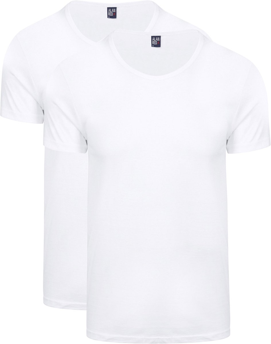 Alan Red 2-Pack T-shirts JAMES, extra wijde Crew Neck, Wit