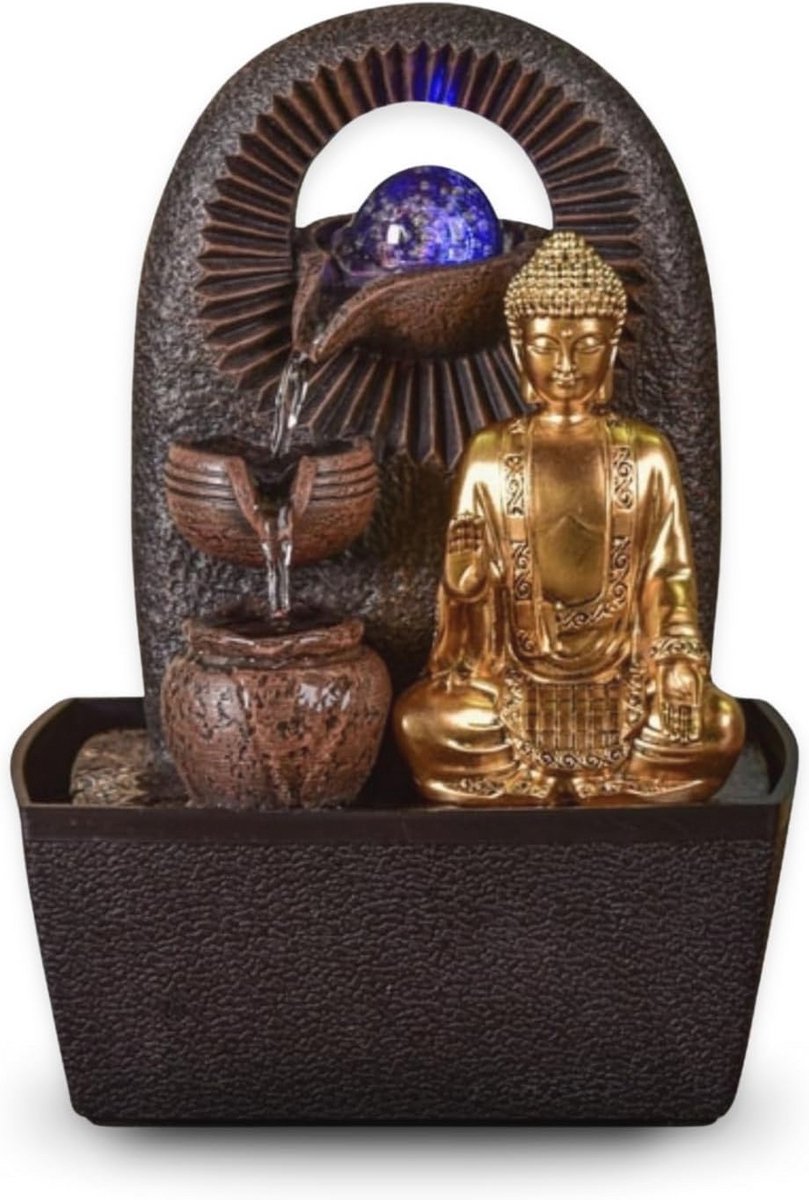 Zen Tafelfontein met Boeddha en LED-licht – Decoratieve Waterpartij voor Ontspanning en Wellness