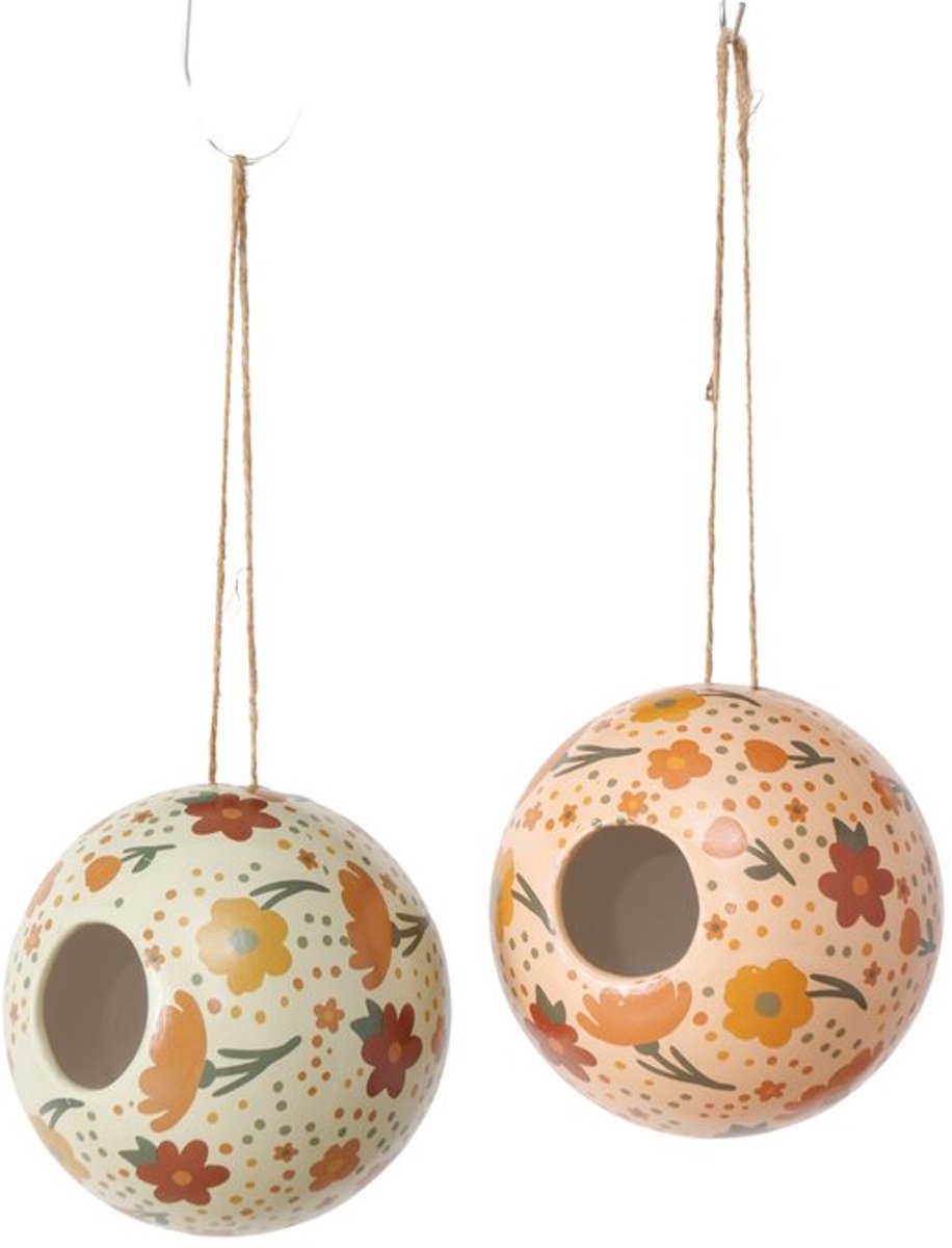 Boltze - Vogelhuisjes - Birdhouse - Set van 2 - Hangers - Keramiek - 11x12cm - Moederdag