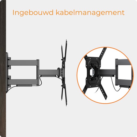 Douxe® DTS-01 - TV Beugel - Muurbeugel TV voor 17 t/m 65 Inch - Full Motion Draai- en Kantelbaar - voor TV's tot 35 KG