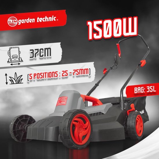 Grasmaaier 1500W met 37 cm Snijbreedte voor Efficiënt Grasland Onderhoud — afbeelding 2