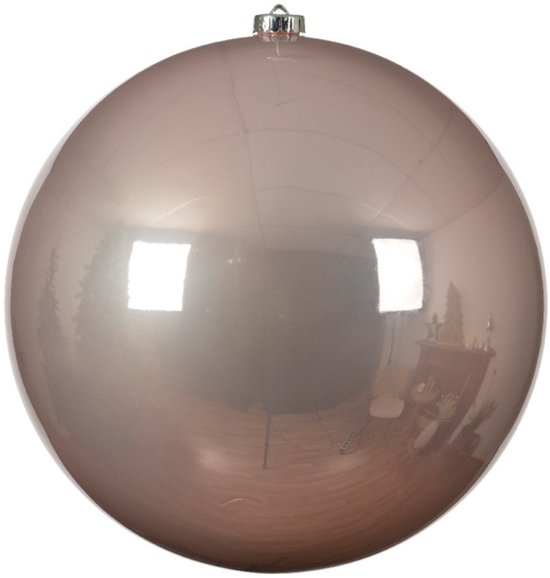 2x grosses boules de Noël de 20 cm brillant en plastique rose et noir - Décorations de Noël