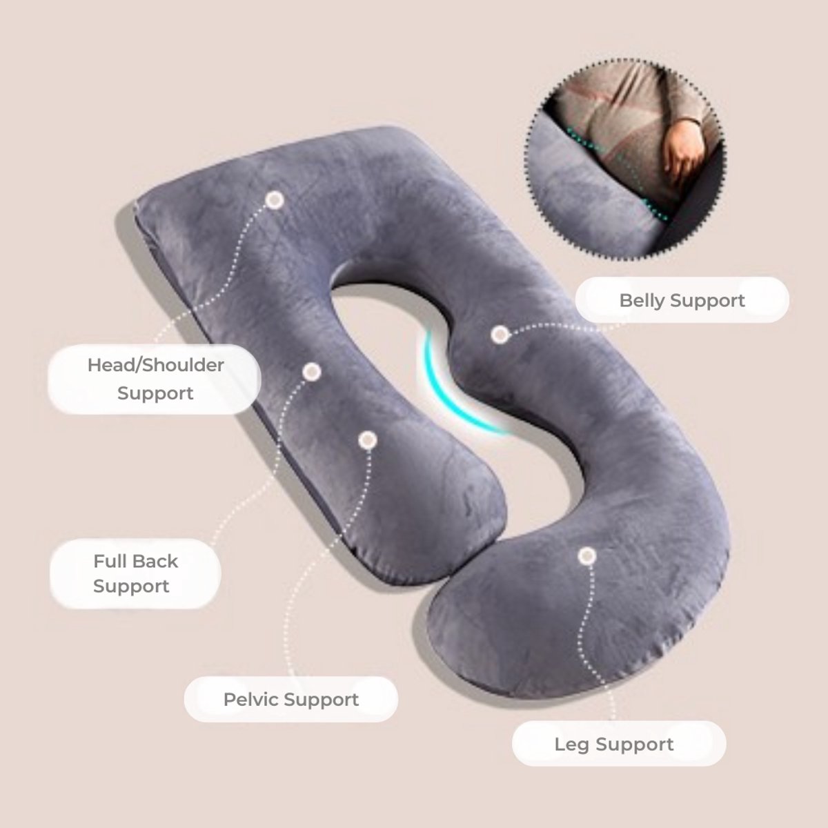 momcozy Coussin de Grossesse, avec Effet rafraîchissant, en Forme de U