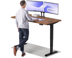 Desktronic HomePro Zit-sta Bureau Elektrisch In Hoogte Verstelbaar, 160x80cm Zwart/Notenhout, Stille Dubbele Motor, Hoogte 62-126cm