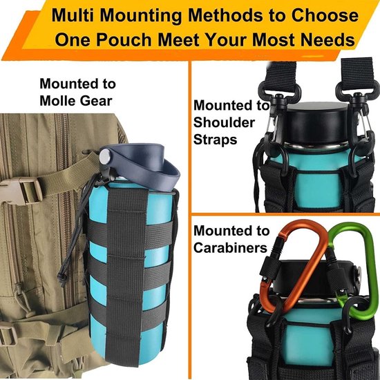 EEEKit MOLLE Fleshouder Rugzak, 2STUK Tactische Drinkfles Tas met 2 Plastic D-Ringen, Militaire Hydratatiezak voor Hiken Kamperen